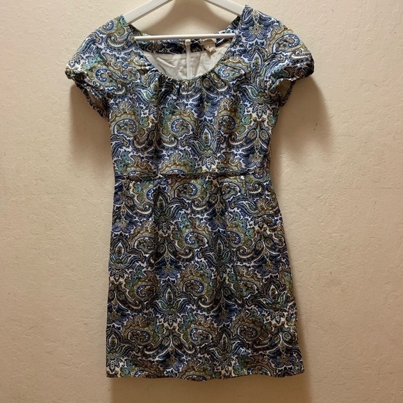 J. Crew Cap Sleeve Paisley Dress Size 4 - Picture 2 of 8